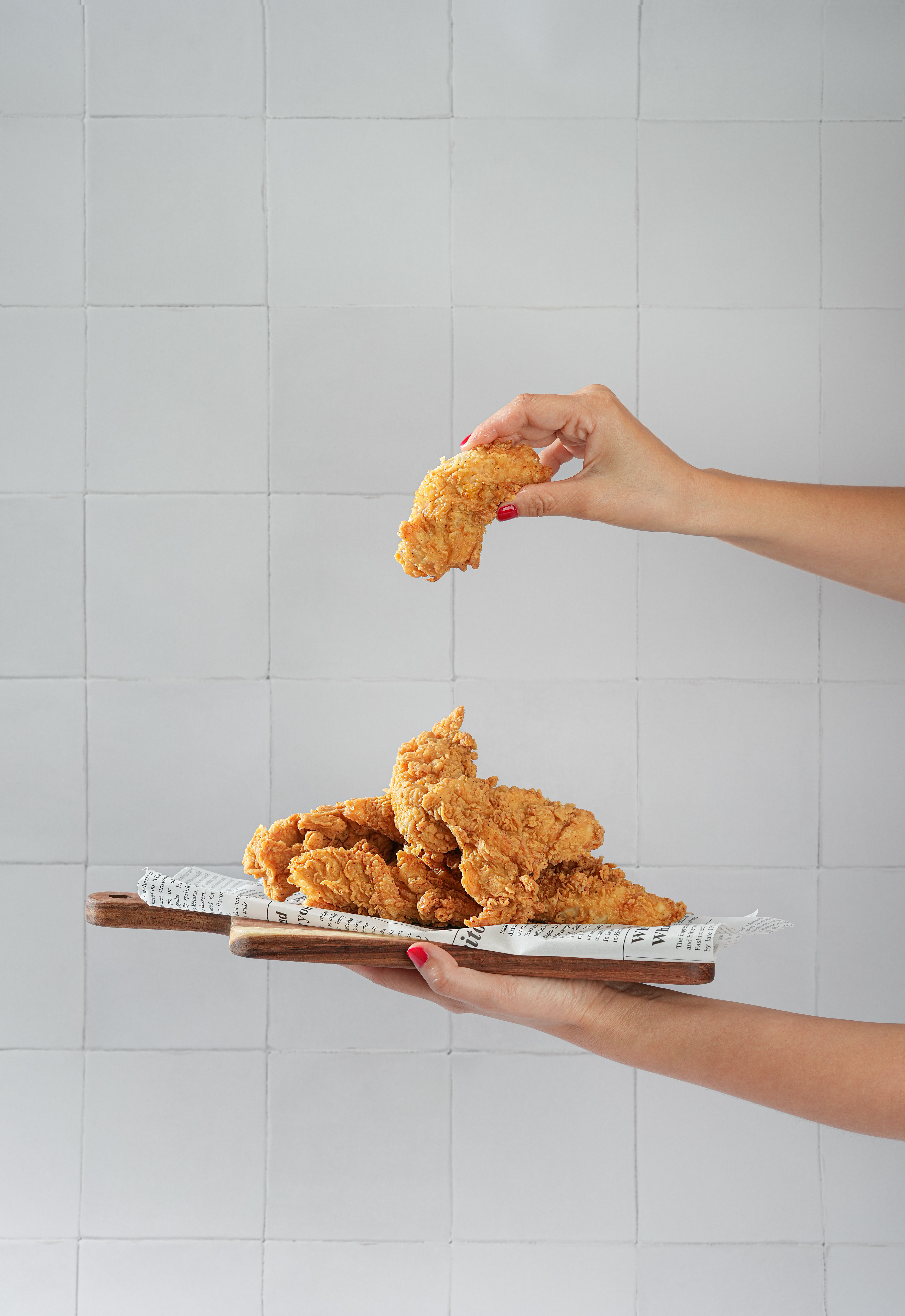 Chicken platter on tile